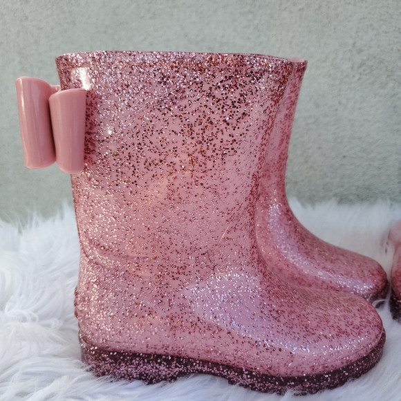 Kids Rose Gold Rain Boots - Picture 2 of 3